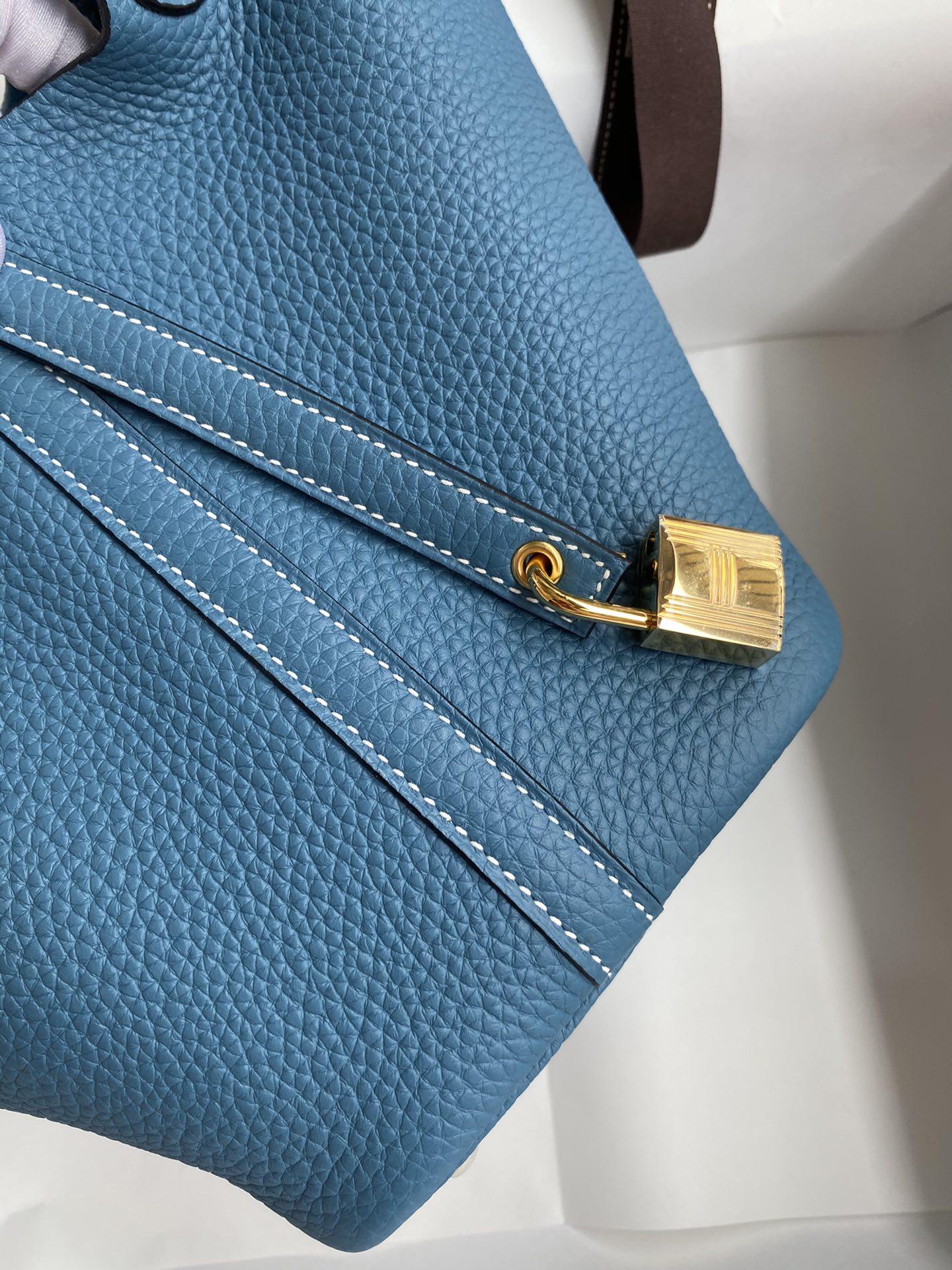 Hermes Picotin Lock 18 Bag In Blue Jean Clemence Leather